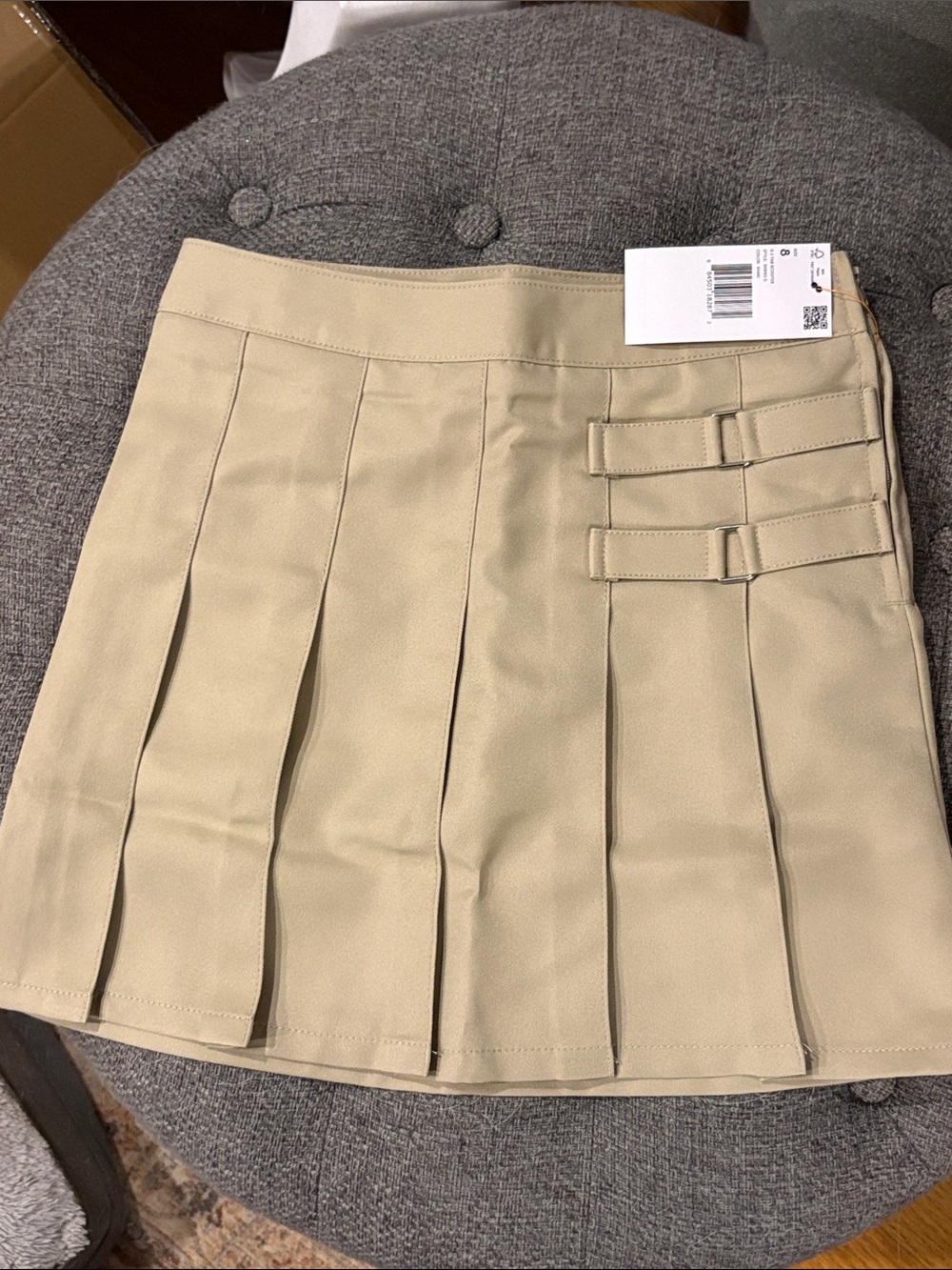 French Toast Girl's Khaki Uniform Pleated Scooter Skirt Adjustable Waist Size 8